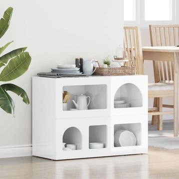 vidaXL Dressoir ELST Hoogglans wit 80,5 x 35 x 59 cm Bewerkt, Verzenden, Nieuw, Overige houtsoorten, Minder dan 50 cm
