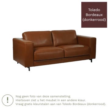 Leren bank Clear - 2,5 zits - Toledo Bordeaux (donkerrood), Bohemian, Eigentijds, Modern, Retro, Vintage, Nieuw, Ophalen of Verzenden
