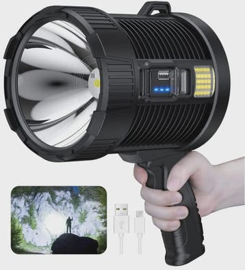 Krachtige Oplaadbare LED Spotlight 900.000 Lumen met Solar &, Verzenden, Nieuw