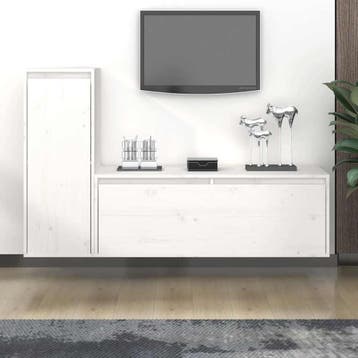 vidaXL Tv-meubelen 2 st massief grenenhout wit, Huis en Inrichting, Minder dan 50 cm, Verzenden, Nieuw, Minder dan 100 cm