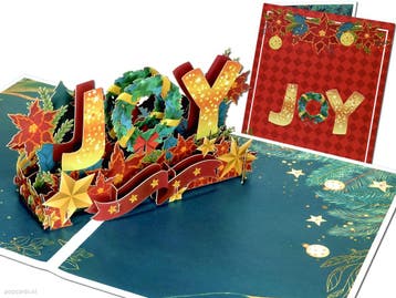 Pop-up Kerstkaart JOY - Feestelijke Kerstwens met Goude..., Diversen, Verzenden, Nieuw