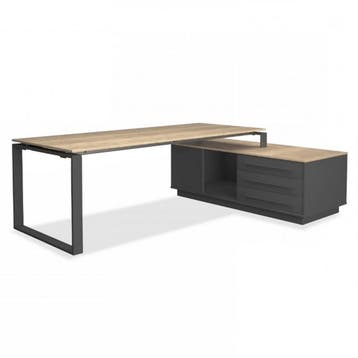 Pulse directie hoekbureau, 224x90/180cm, natuur eiken, Overige plaatsen, Ophalen of Verzenden, Nieuw in verpakking, Bureau