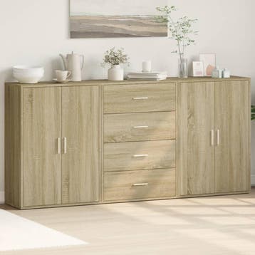 vidaXL Dressoirs 3 st 60x31x84 cm bewerkt hout sonoma, Huis en Inrichting, Verzenden, Nieuw, Overige houtsoorten, 50 tot 100 cm