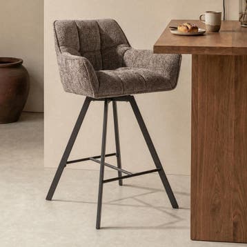 *WOONWINKEL* Draaibare Barstoel Taupe Renegade Stof, Verzenden, Nieuw