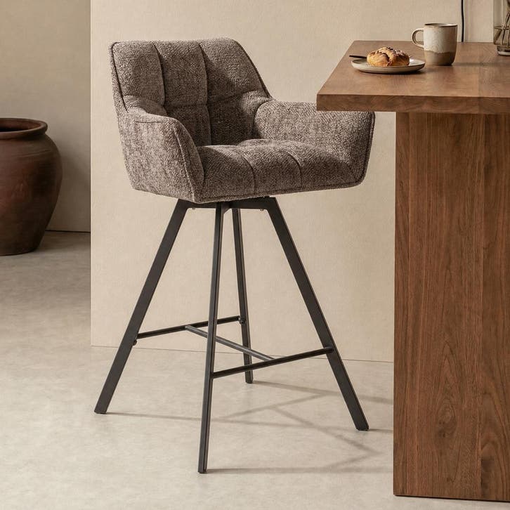*WOONWINKEL* Draaibare Barstoel Taupe Renegade Stof, Huis en Inrichting, Barkrukken, Nieuw, Verzenden
