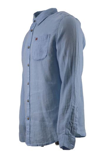 Napapijri Overhemd in maat M Blauw, Kleding | Heren, Verzenden, Zo goed als nieuw, Blauw, Napapijri