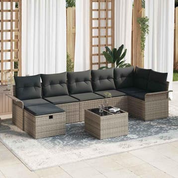vidaXL Tuin Sofa Set 8 st Poly riet, Verzenden, Nieuw, 8 zitplaatsen