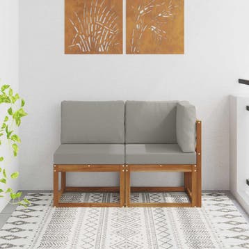 vidaXL Outdoor Midden- en Hoeksalon 2 Stuk Natuurlijk en, Tuin en Terras, Tuinsets en Loungesets, Verzenden, Nieuw, 2 zitplaatsen