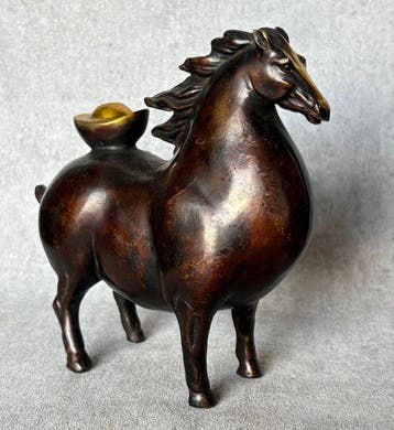 Paard met goudbaar - Brons - China (Zonder minimumprijs)
