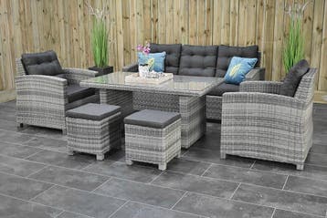 Minnesota Loungeset met 3 Zitsbank, 2 stoelen, tafel en kruk, Tuin en Terras, Bank, Verzenden, Nieuw, Loungeset