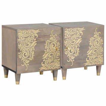 vidaXL Nachtkastje met Deur 2 st Grijs 40 x 33 x 46 cm, Minder dan 45 cm, Verzenden, Nieuw, Minder dan 55 cm
