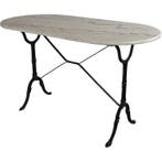 Terrastafel - tuintafel ovaal marmer gietijzer 120 x 60 cm, Eettafel, Nieuw, Ophalen of Verzenden, Overige materialen