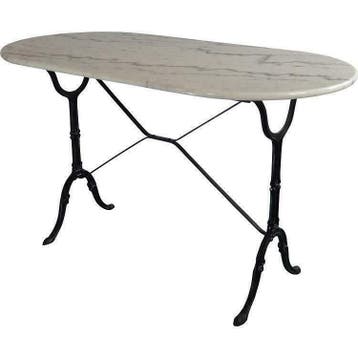 Terrastafel - tuintafel ovaal marmer gietijzer 120 x 60 cm, Eettafel, Nieuw, Ophalen of Verzenden, Overige materialen