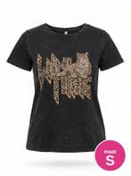 Only Life T-shirt Wild Thing Zwart Stonewash, Only, Zwart, Zo goed als nieuw, Korte mouw