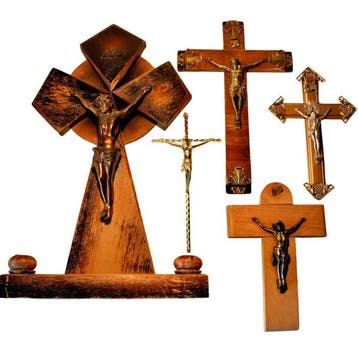 Crucifix (5) - Hout, Metaal - 1930-1940, 1940-1950 - Set van, Antiek en Kunst