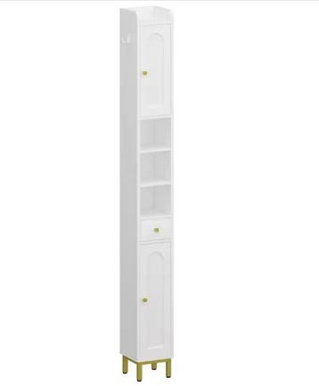 Hoge Witte Badkamerkast met Deuren, Lade en Open Vak 180 cm, Verzenden, Nieuw