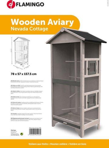 Flamingo Voliere Nevada Cottage 78x57x157,5cm, Verzenden, Nieuw, Hout, Volière