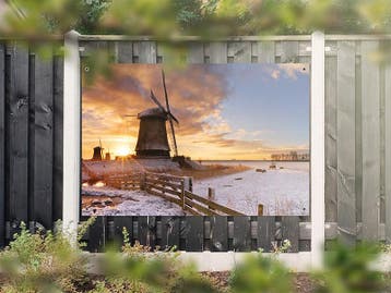 NR 1328: Tuinposter molen winter 120x180cm, Tuin en Terras, Nieuw
