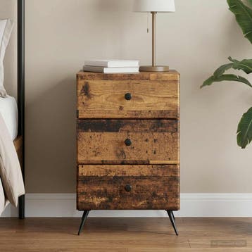 vidaXL Nachtkastje Oud hout 43 x 41 x 66,5 cm Bewerkt hout, Minder dan 45 cm, Verzenden, Nieuw, 55 tot 70 cm