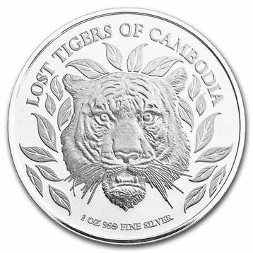 Cambodia - Lost Tigers - Indo-Chinese Tigers - 1 oz 2022, Verzenden, Oost-Azië, Losse munt, Zilver