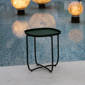 Tuintafel Sandefjord bijzettafel metaal 53x46x46cm zwart [en, Verzenden, Nieuw