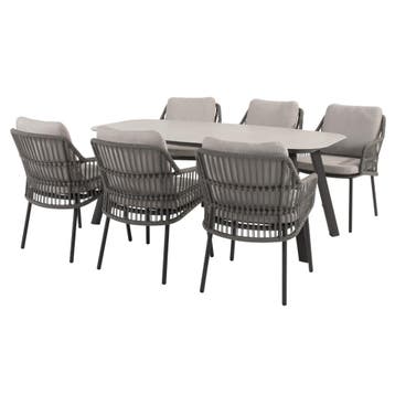 Manolo Alicante dining tuinset 180x95xH75 cm 7 delig, Tuin en Terras, Ophalen of Verzenden, Nieuw