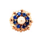 Roségouden entourage ring met parel en spinel 14 krt, Sieraden, Tassen en Uiterlijk, Ringen, Ophalen of Verzenden, Nieuw