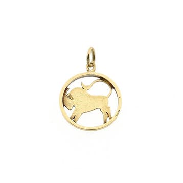 Gouden sterrenbeeld hanger; Stier (Hanger of bedel), Ophalen of Verzenden, Gebruikt, Goud, Overige merken