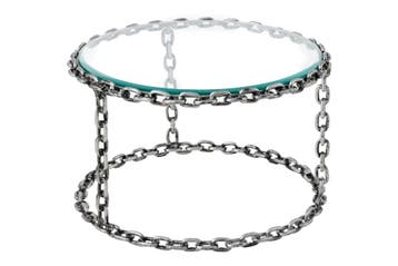 Design salontafel CHAINS 65cm zilver handgemaakt metalen, Ophalen of Verzenden, Nieuw