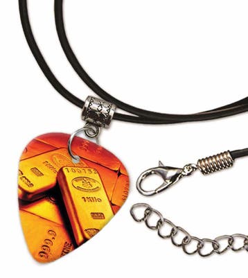 Goudstaven plectrum ketting, sleutelhanger of oorbellen, Ophalen of Verzenden, Nieuw