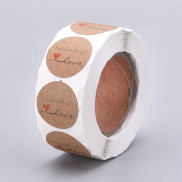 1 rol 500 stickers Wensetiket zegel rond 25mm Handmade wi..., Ophalen of Verzenden, Nieuw