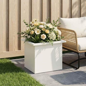 vidaXL Plantenbak met led Wit 30 x 40 x 30 cm Staal, Verzenden, Minder dan 60 cm, Nieuw, Metaal