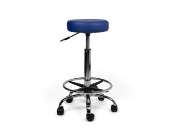 Tabouret Blauw - Hoge uitvoering met Voetsteun, In hoogte verstelbaar, Nieuw, Kunststof