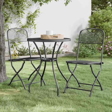 vidaXL 3-delige Tuinset metaalgaas antracietkleurig, Tuin en Terras, Verzenden, Nieuw, 2 zitplaatsen, Tuinset