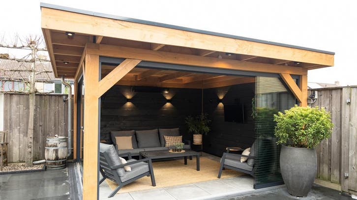 SPECIALE DEAL! Plat dak overkapping van 4x4m voor €5.547!, Tuin en Terras, Overkappingen, Veranda, Nieuw, Ophalen of Verzenden
