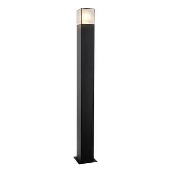 Zwarte staande buitenlamp Sanel, Smoke glas, 90cm, Ophalen of Verzenden, Nieuw, Aluminium, Staande lamp