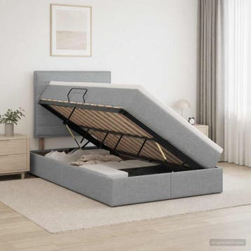 vidaXL Opslag bed met matras met opslag Lichtgrijs 120 x 200, Huis en Inrichting, Verzenden, Nieuw, Twijfelaar, Stof