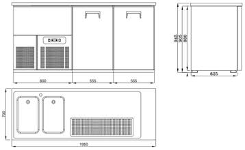 CombiSteel Bierkoeler | RVS | 2 Deuren Rechts + 2 Spoelbakke, Witgoed en Apparatuur, Ophalen of Verzenden, Nieuw