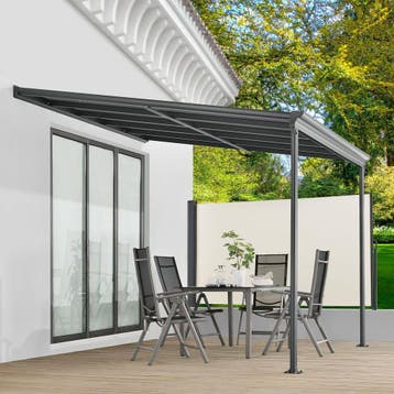 Terrasdak / Overkapping - Borneo - 3 x 3 m - Grijs, Tuin en Terras, Overkappingen, Verzenden, Nieuw