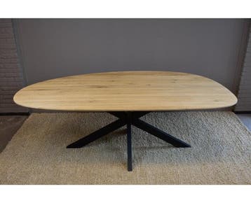 EIken eettafel organisch met spinpoot 200x100 cm, Ophalen of Verzenden, Nieuw
