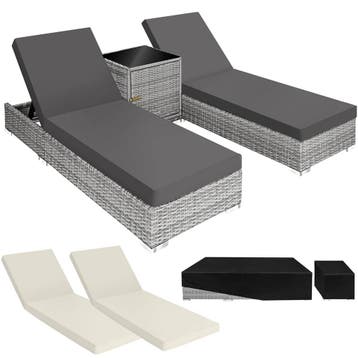 2 rotan ligstoelen met aluminium frame en tafel, inclusief b, Tuin en Terras, Verzenden, Nieuw