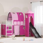 vidaXL Loftbed voor Kids Wit en Roze 100 x 190 cm Metaal, Verzenden, Nieuw, Wit, Metaal