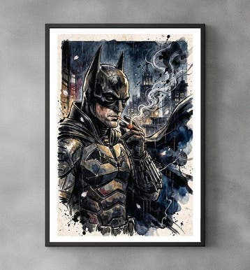 Sato Hageshi - The Last Smoke – Batman - Pop Art Giclee -, Nieuw