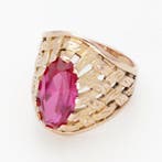 Ring - 14 karaat Geel goud Robijn, Nieuw