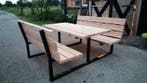 Douglas picknicktafels, met stalen, gepoedercoat onderstel., Ophalen of Verzenden, Nieuw