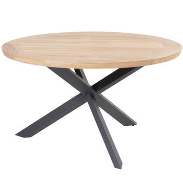Prado dining tuintafel 130 cm rond teak met alu onderstel, Tuin en Terras, Tuintafels, Ophalen of Verzenden, Nieuw