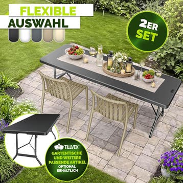 Tuinstoelen - Weerbestendig - Set van 2 - Taupe - Tillvex®, Tuin en Terras, Tuinstoelen, Verzenden, Zo goed als nieuw