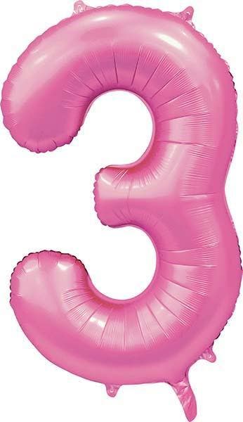 Folie Ballon Cijfer 3 Satin Roze 86 cm, Verzenden, Nieuw, Feestartikel, Verjaardag