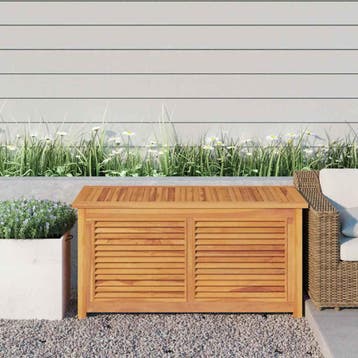 vidaXL Tuinbox met zak 114x50x58 cm massief teakhout, Tuin en Terras, Verzenden, Nieuw