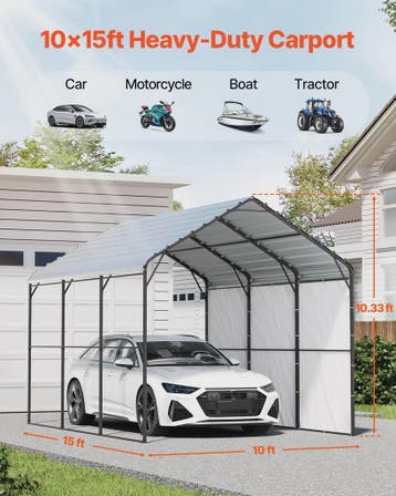Robuuste Metalen Carport met Verzinkt Stalen Frame - Bescher